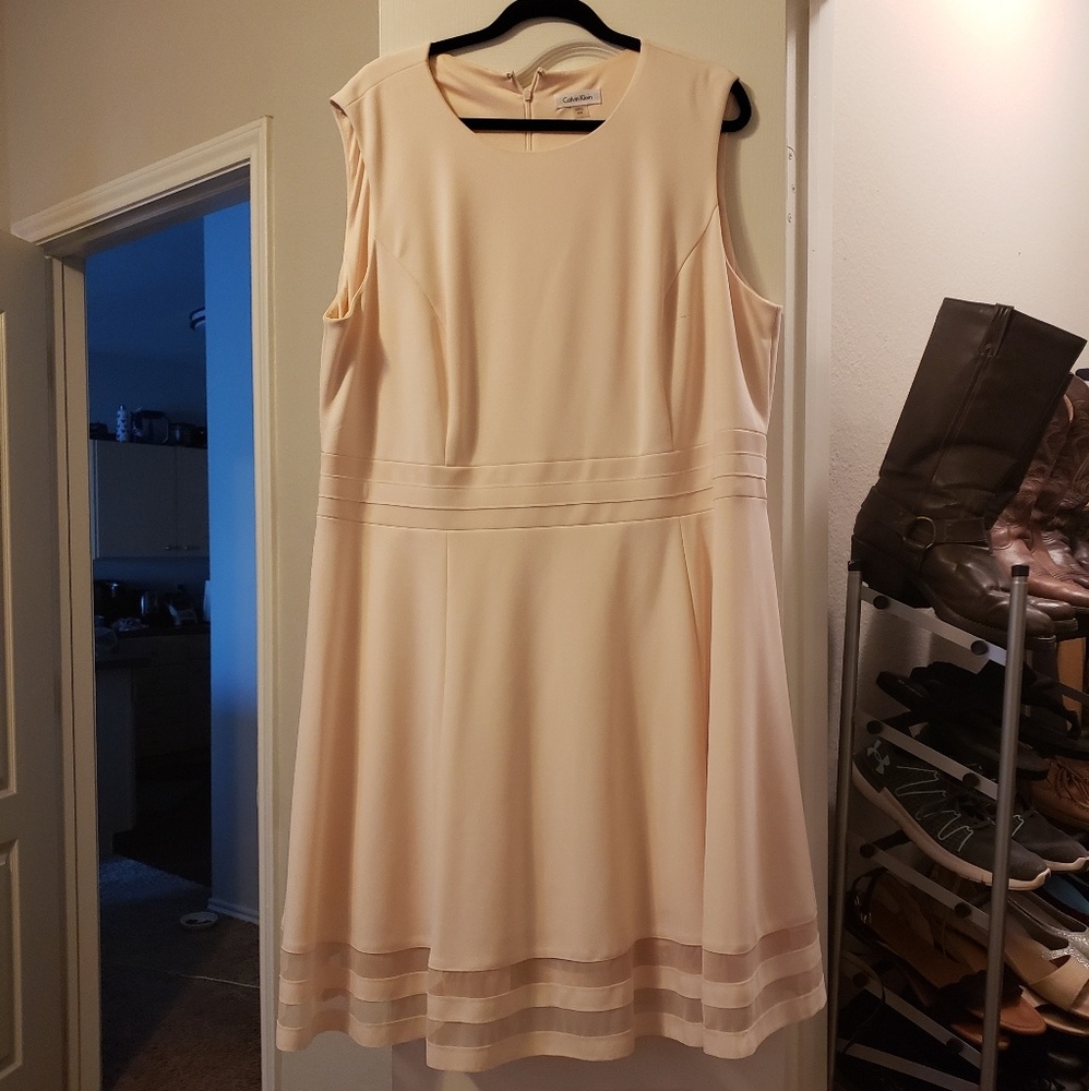 Calvin Klein light pink fit and flare dress
